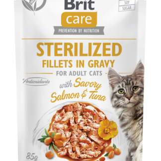 Brit Care® Cat Pouches Fillets In Gravy Sterilized Salmon & Tuna